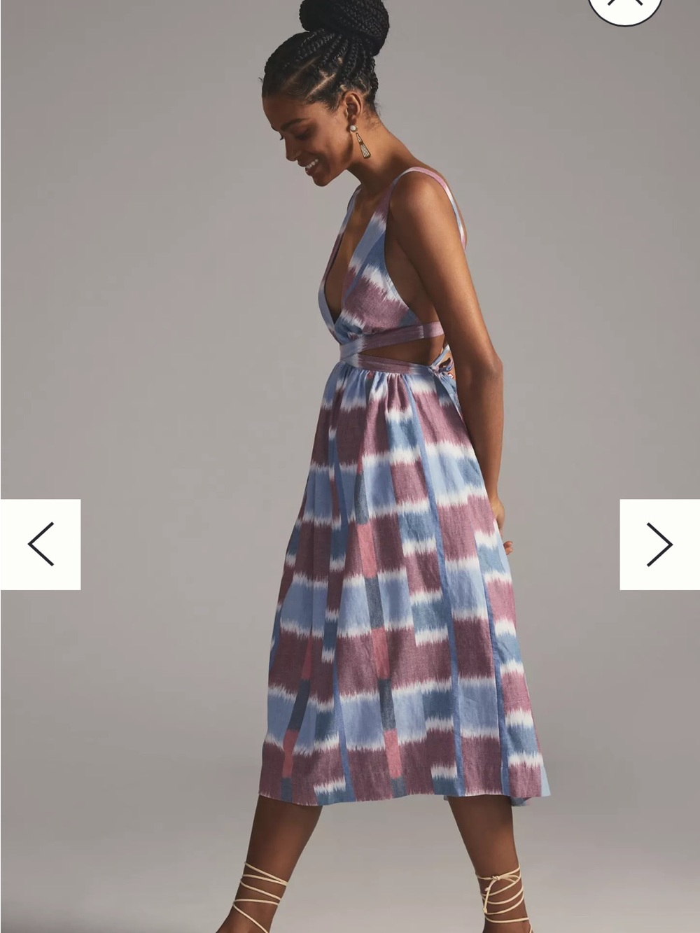 Anthropologie Blue and Mauve Tie-Dye Midi Dress